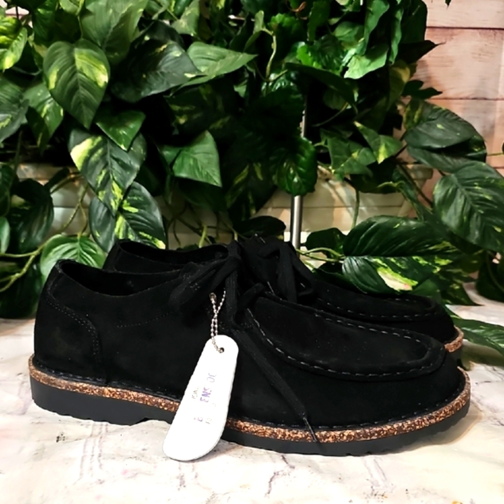 Birkenstock Black Suede Shoes with Cork Base 42/M9/L11